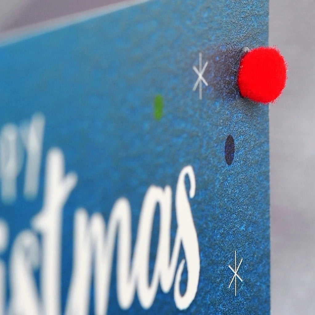 Dear Santa Pompom Embellished Welsh Christmas Card from Claire Giles Cards for sale at Mostyn