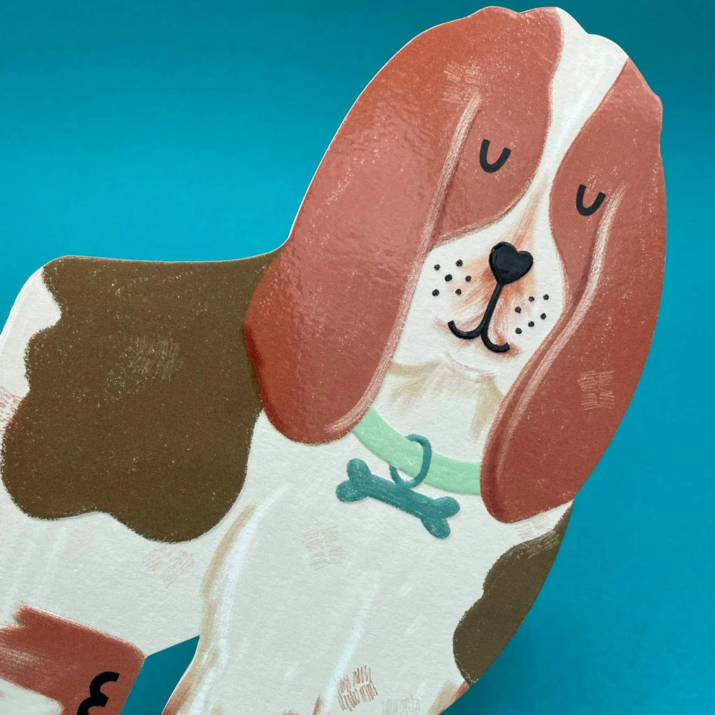 Die Cut Basset Hound Dog Greeting Card from Nansi Nudd for sale at Mostyn