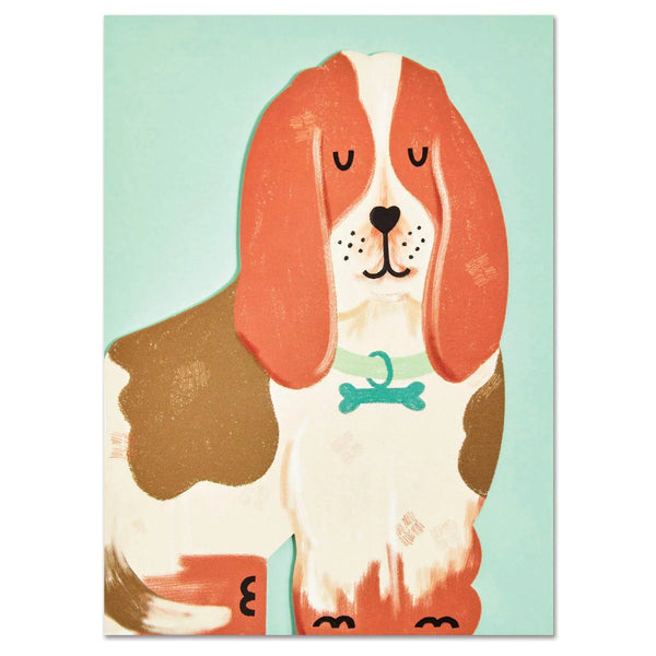 Die Cut Basset Hound Dog Greeting Card from Nansi Nudd for sale at Mostyn