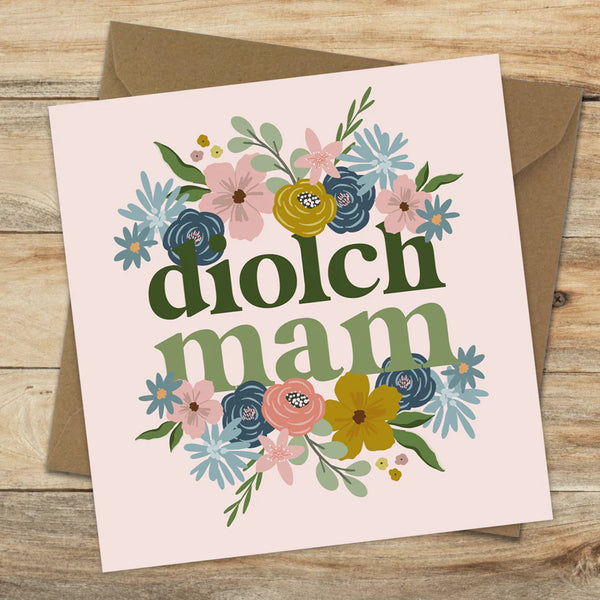 Diolch Mam Floral Welsh Thank You Mam Card from Max Rocks for sale at Mostyn