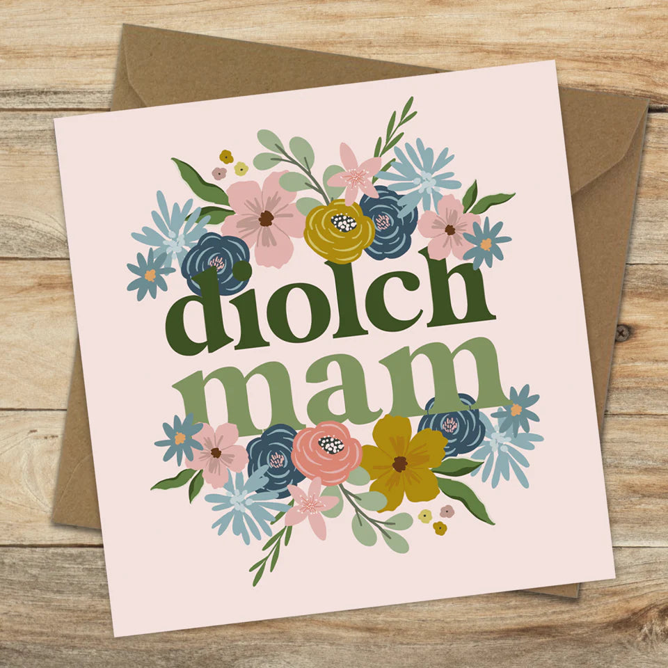 Diolch Mam Floral Welsh Thank You Mam Card from Max Rocks for sale at Mostyn