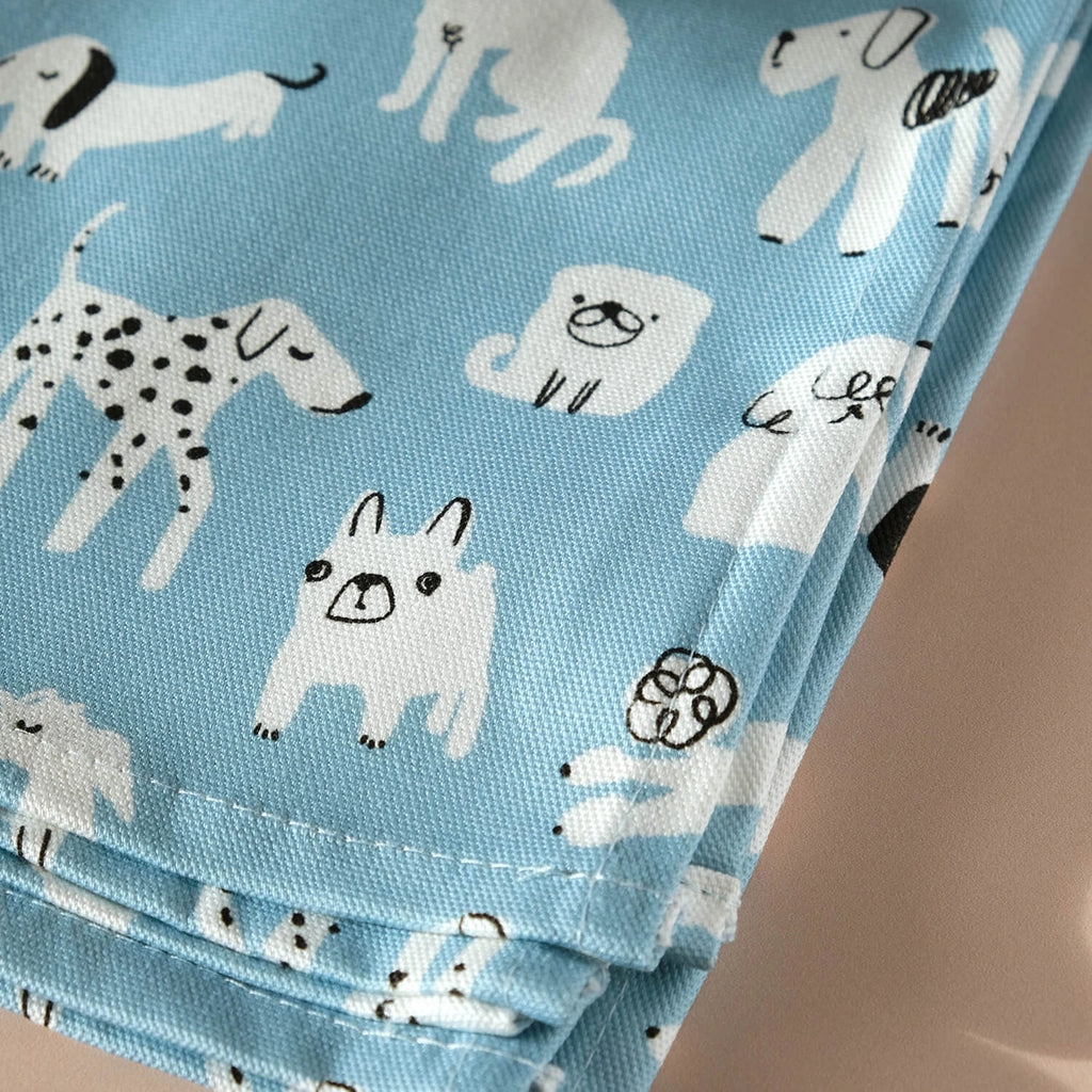 Dogs White and Blue 100% Cotton Tea Towel by The Moonlit Press for sale at Mostyn
