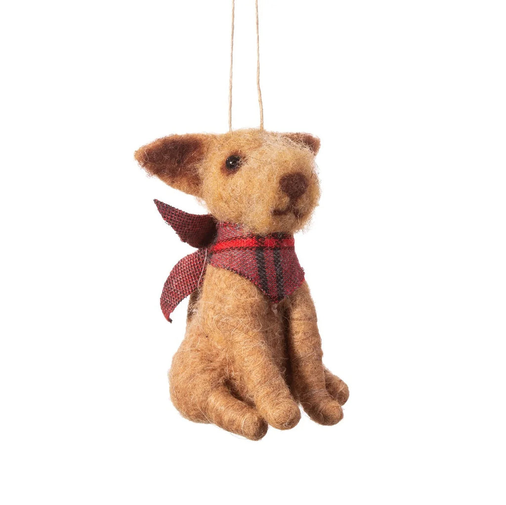 Dog with a Bandana Hanging Felt Decoration from Sass and Belle  for sale at Mostyn