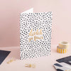 Dots and Gold Foil Welsh Thank You Card by Draenog for sale at Mostyn