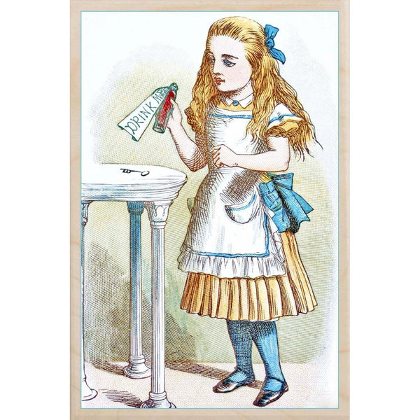Drink Me Alice in Wonderland Wooden Postcard from The Wooden Postcard Company for sale at Mostyn