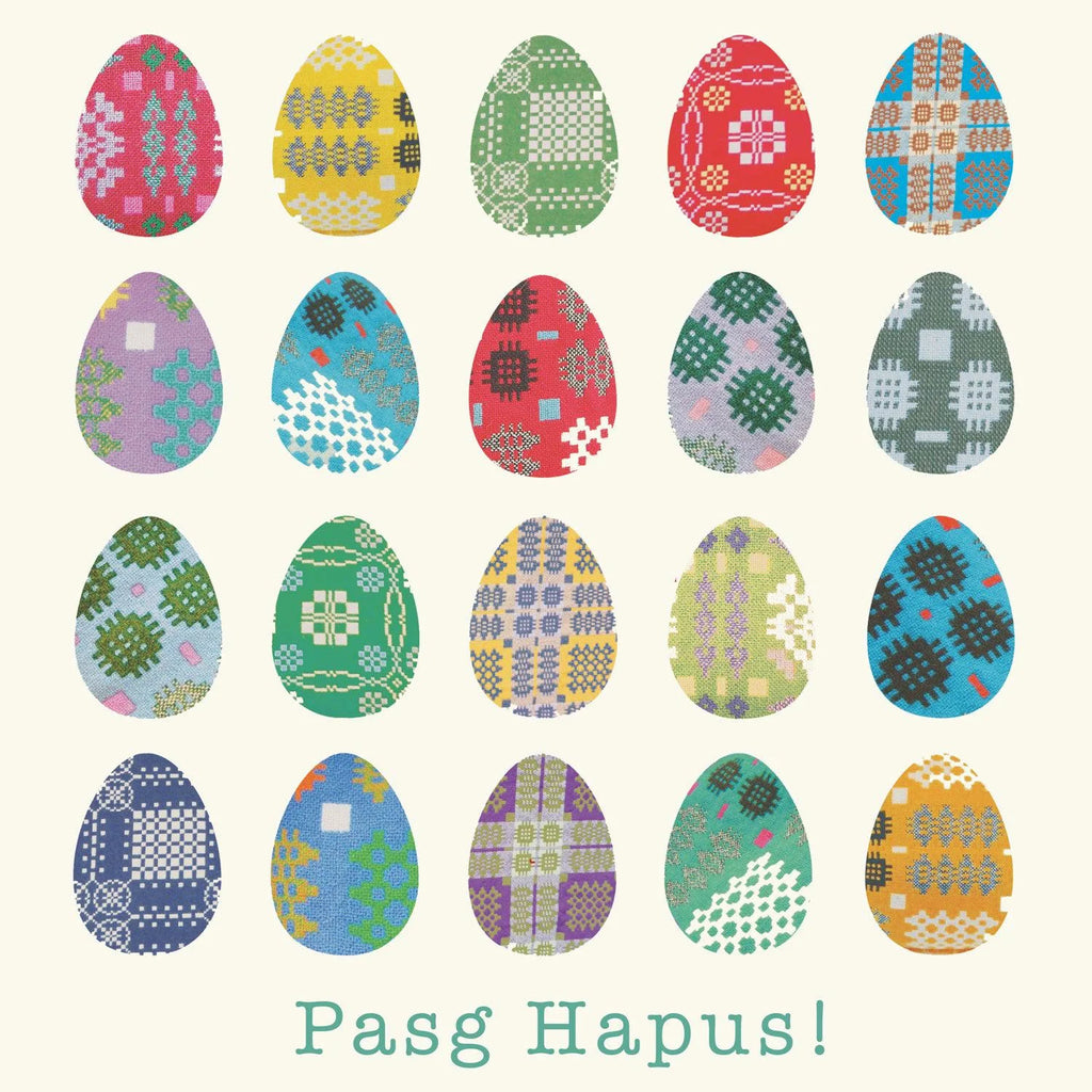 Easter Eggs Pasg Hapus Welsh Language Easter Card from the Welsh Gift Shop for sale at Mostyn