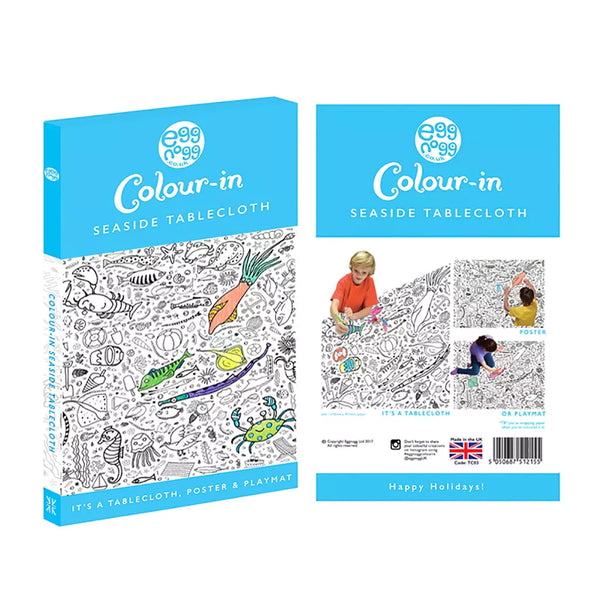 Seaside Giant Colouring In Poster Tablecloth from Eggnogg Colour In for sale at Mostyn