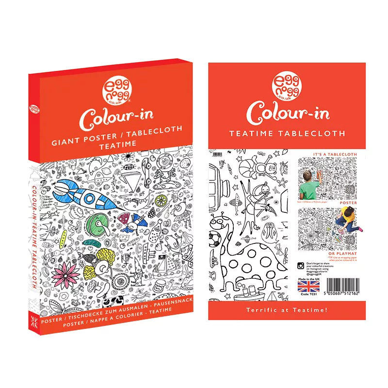 Teatime Giant Colouring In Poster Tablecloth from Eggnogg Colour In for sale at Mostyn