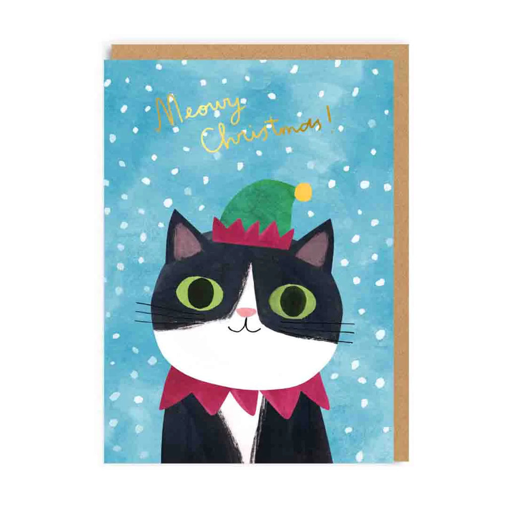 Elf Hat Cat Christmas Card from Ohh Deer for sale at Mostyn