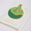 Emerald Bauble Hand Marbled Christmas Decoration Greeting Card from Paper Mirchi for sale at Mostyn