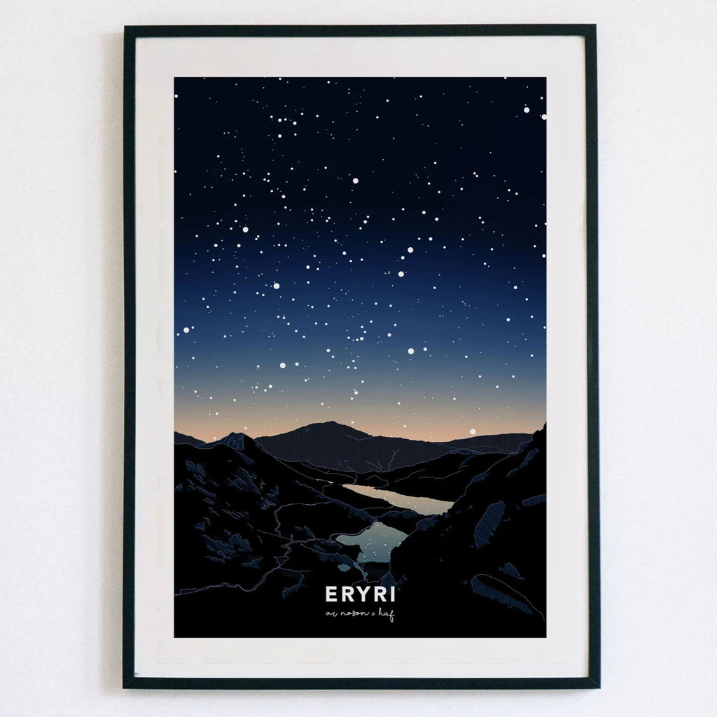 Eryri Blue Night Sky Welsh Astrometry Art Print by Full Of Stars for sale at Mostyn