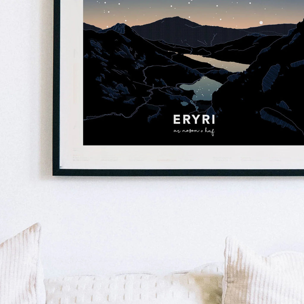 Eryri Blue Night Sky Welsh Astrometry Art Print by Full Of Stars for sale at Mostyn