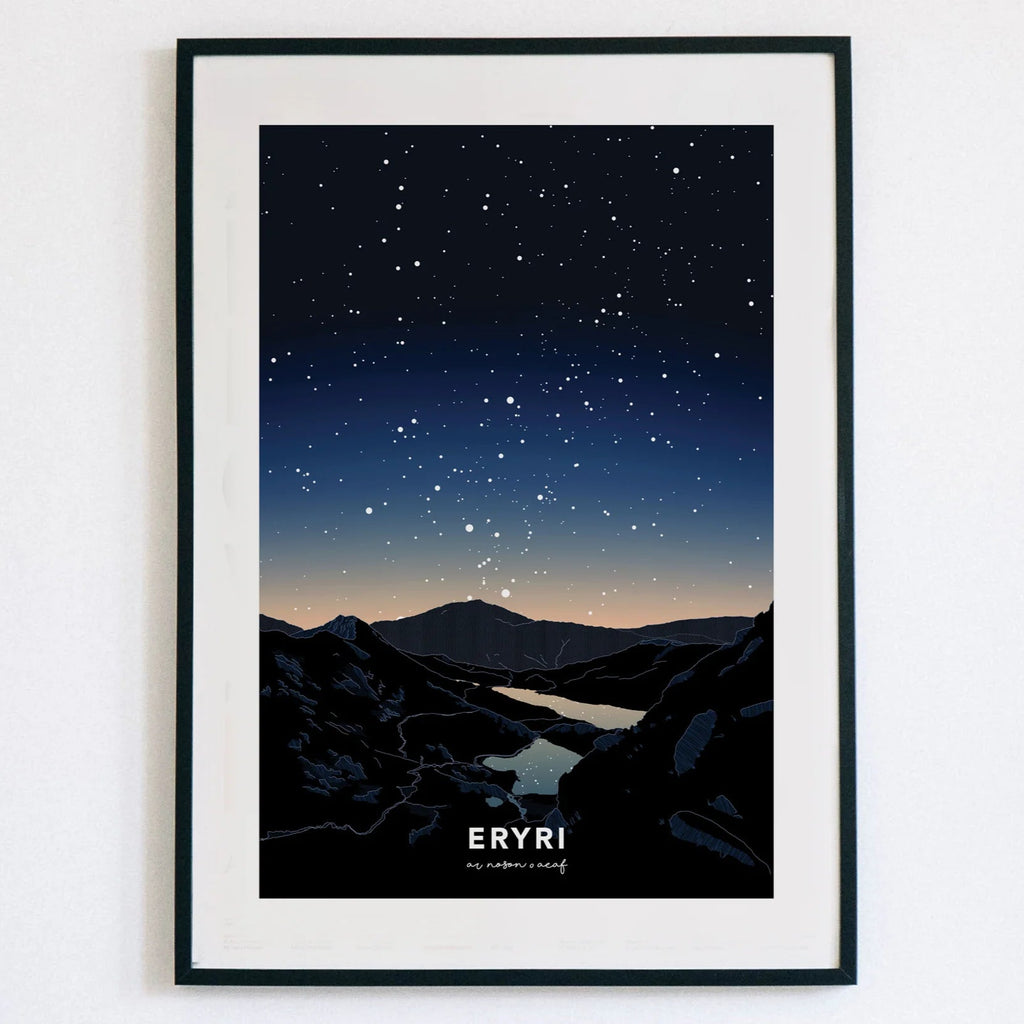 Eryri Blue Night Sky Welsh Astrometry Art Print by Full Of Stars for sale at Mostyn