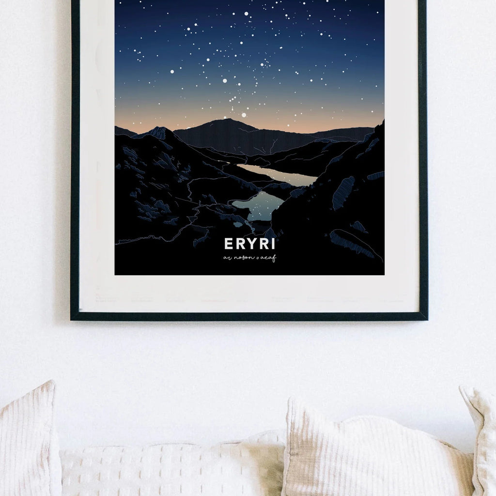 Eryri Blue Night Sky Welsh Astrometry Art Print by Full Of Stars for sale at Mostyn