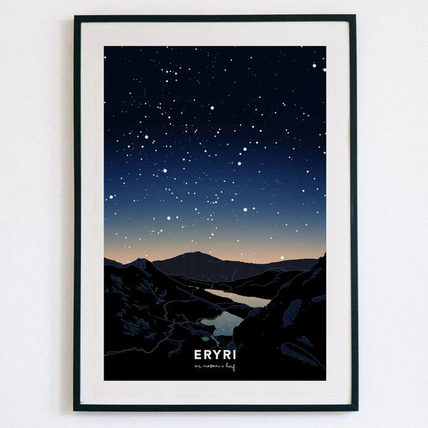 Eryri Blue Night Sky Welsh Astrometry Art Print by Full Of Stars for sale at Mostyn