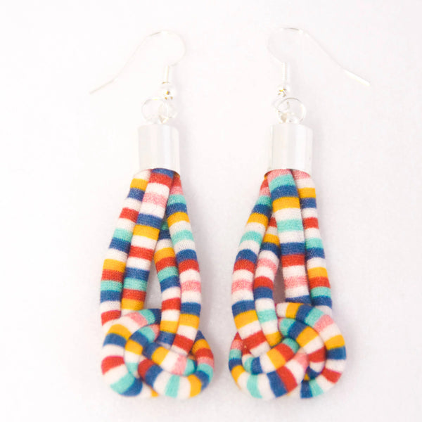 Fairground Follies Knot Drop Fabric Earrings from Bunny Bosworth for sale at Mostyn