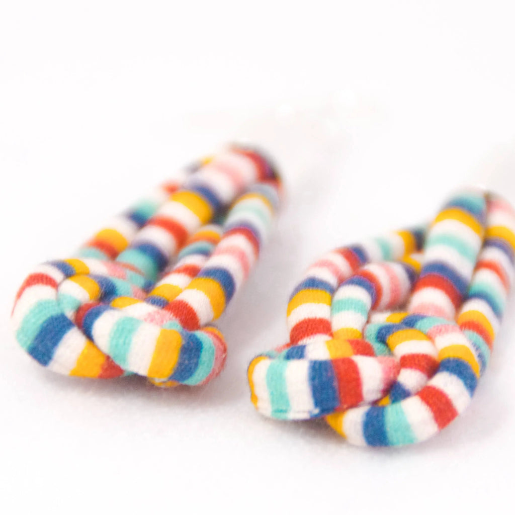 Fairground Follies Knot Drop Fabric Earrings from Bunny Bosworth for sale at Mostyn