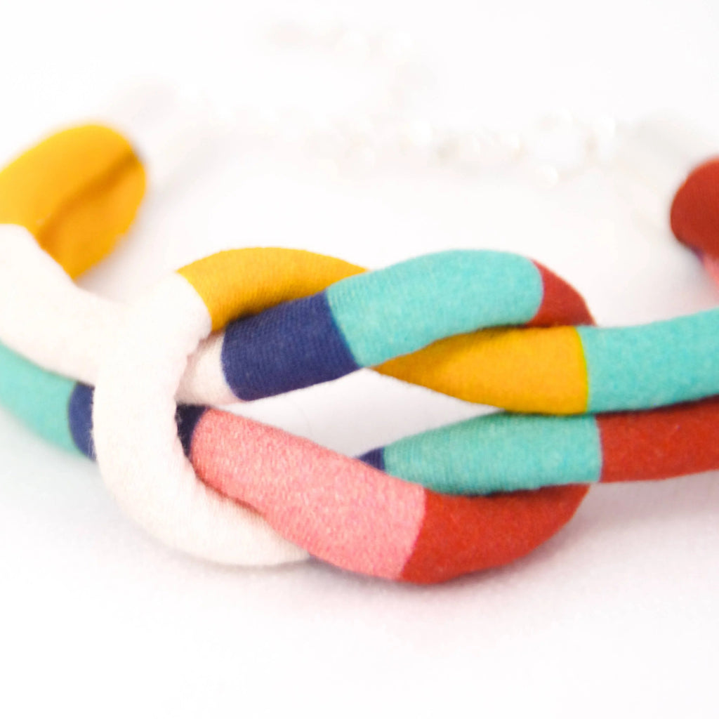 Fairground Follies Reef Knot Fabric Bracelet from Bunny Bosworth for sale at Mostyn