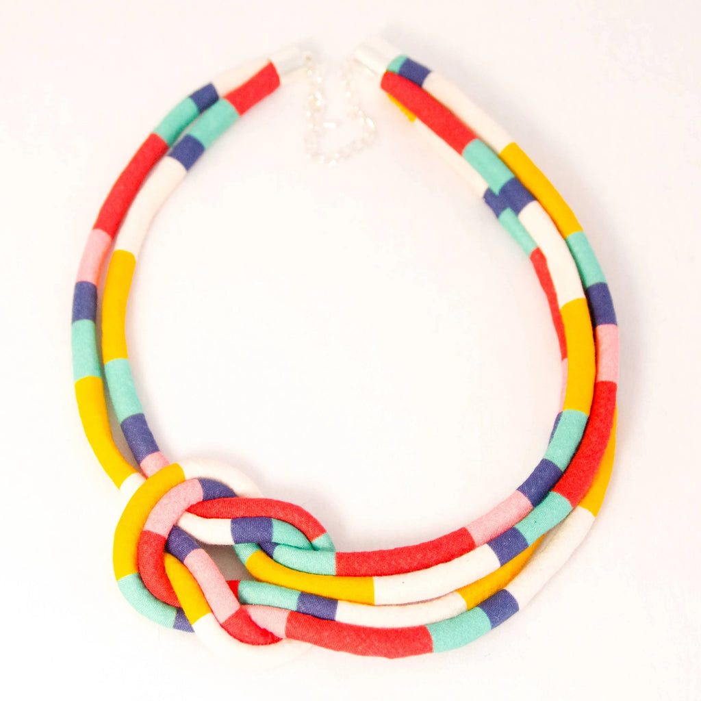 Fairground Follies Reef Knot Fabric Necklace from Bunny Bosworth for sale at Mostyn