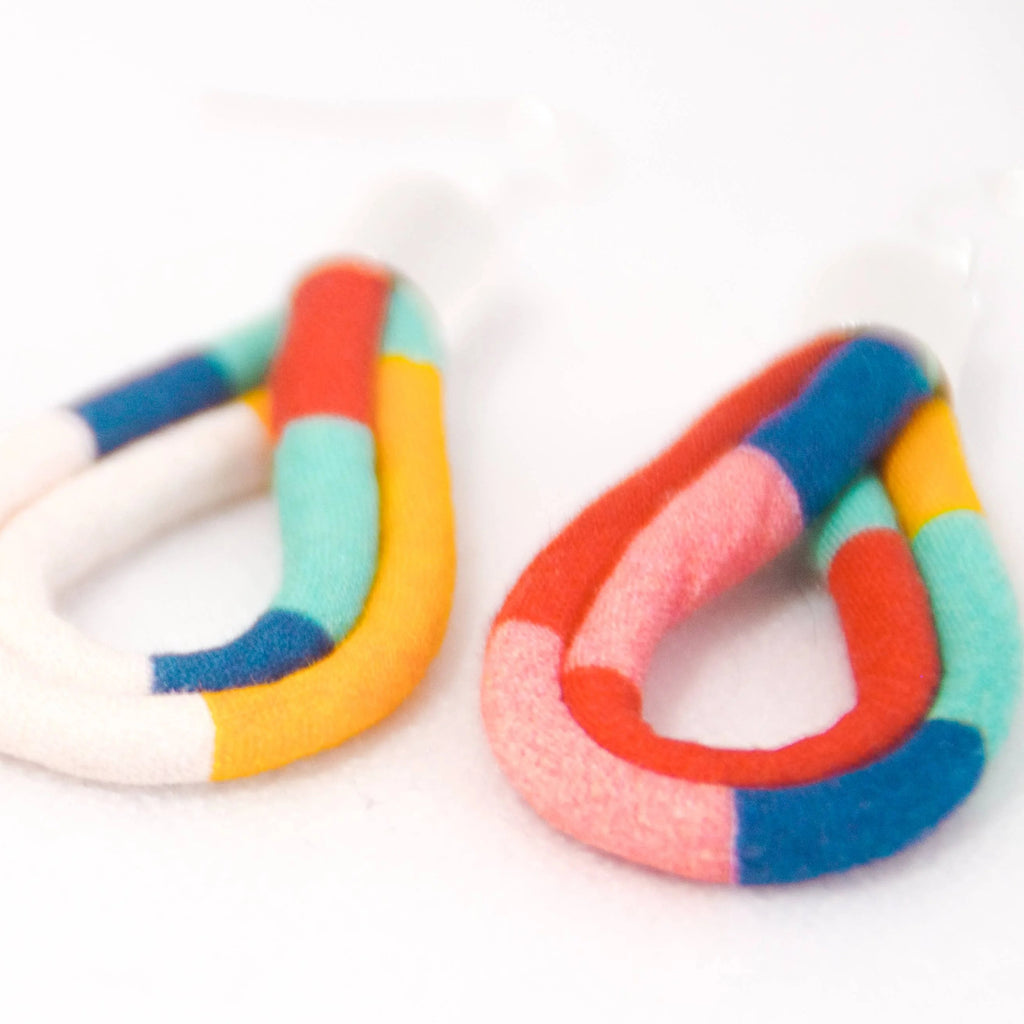 Fairground Follies Teardrop Fabric Earrings from Bunny Bosworth for sale at Mostyn