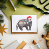 Festive Badger Welsh Christmas Card from Eleri Haf Designs for sale at Mostyn