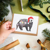 Festive Badger Welsh Christmas Card from Eleri Haf Designs for sale at Mostyn