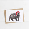 Festive Badger Welsh Christmas Card from Eleri Haf Designs for sale at Mostyn