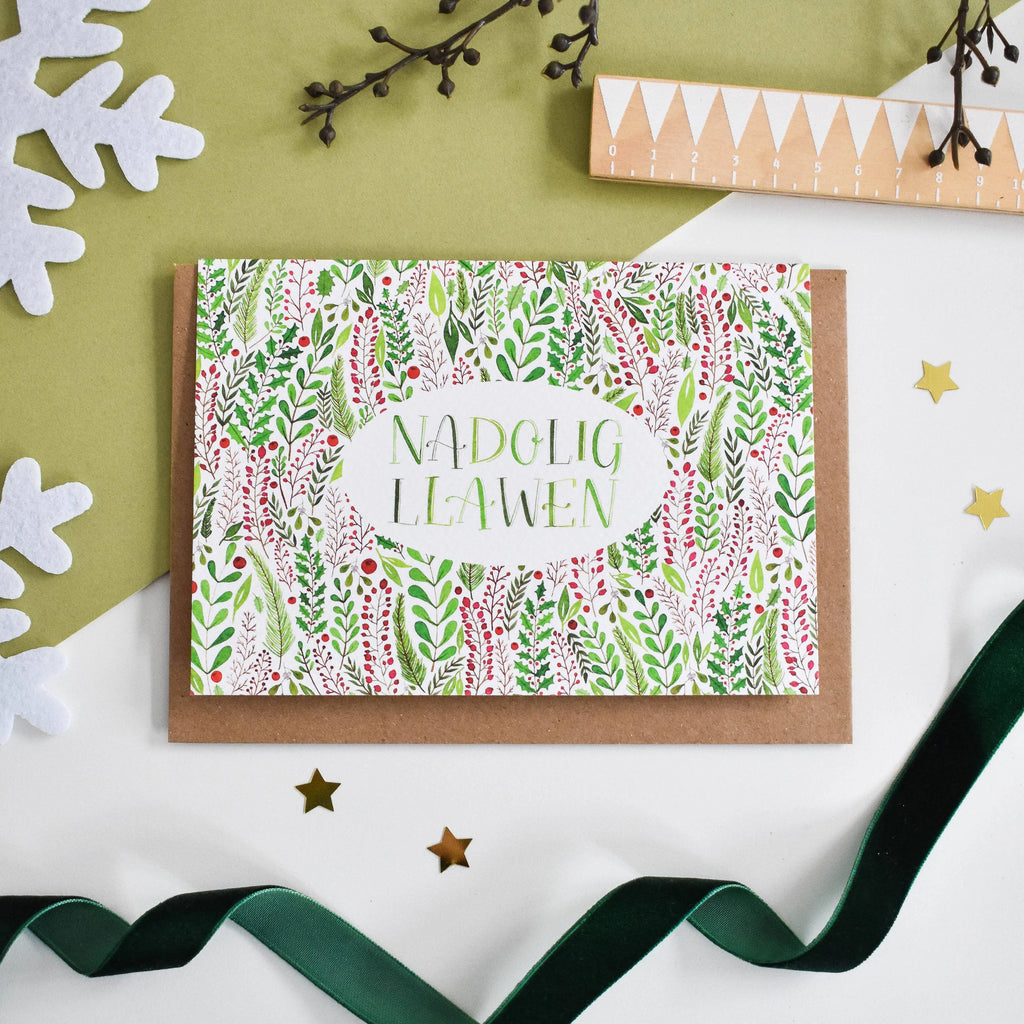  Festive Foliage Recycled Welsh Christmas Card from Eleri Haf Designs for sale at Mostyn