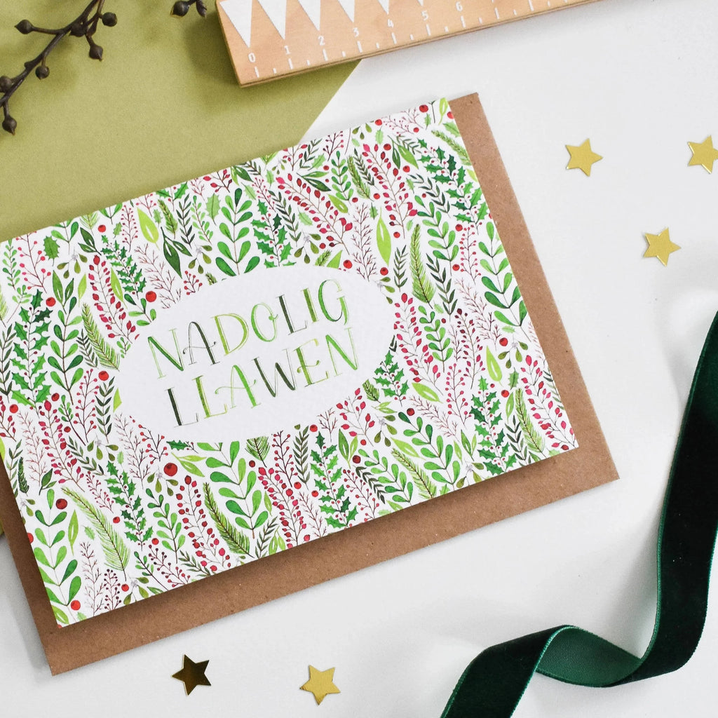  Festive Foliage Recycled Welsh Christmas Card from Eleri Haf Designs for sale at Mostyn