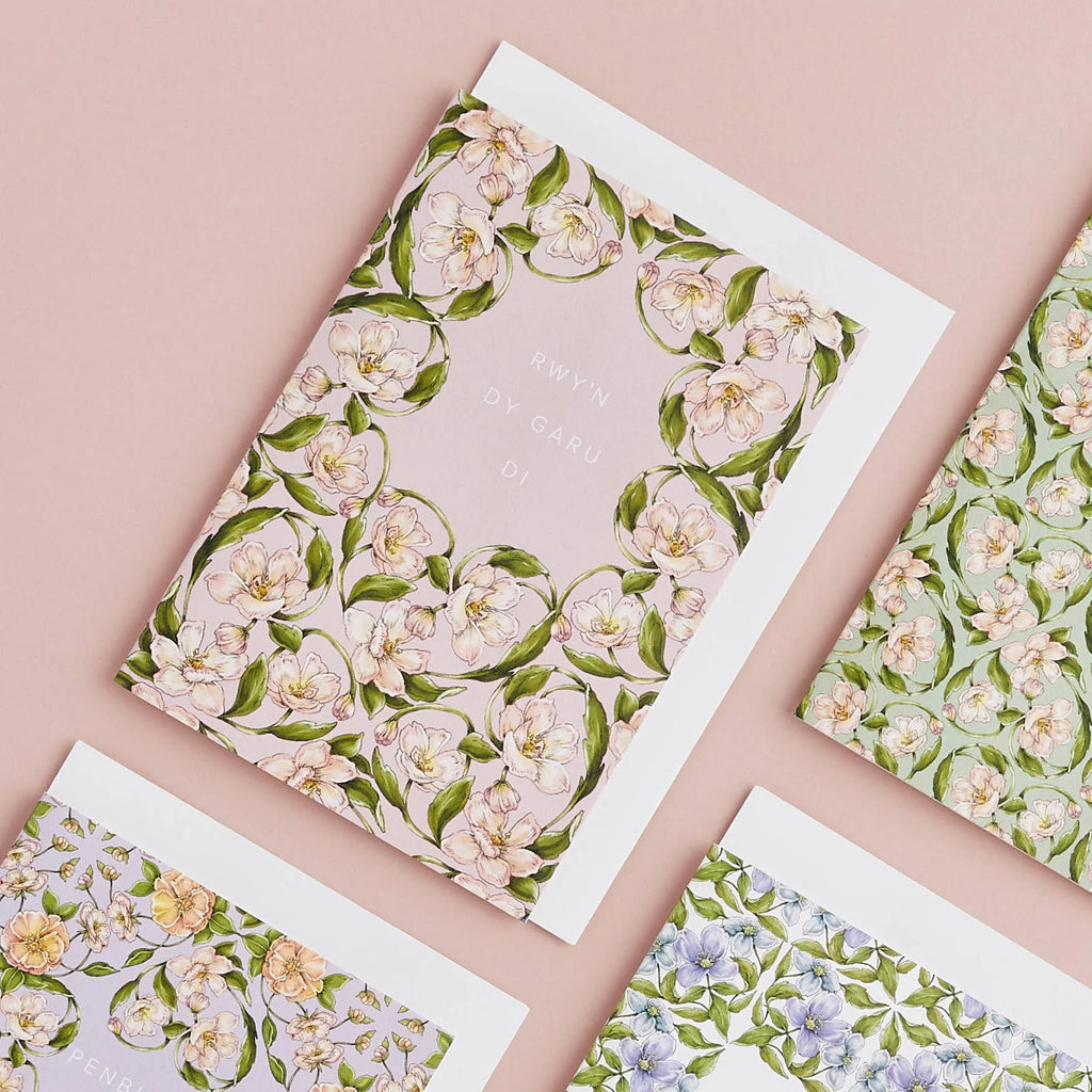 Flora Nouveau Rwy'n dy Garu Di Welsh Valentines Card by Catherine Lewis Design for sale at Mostyn