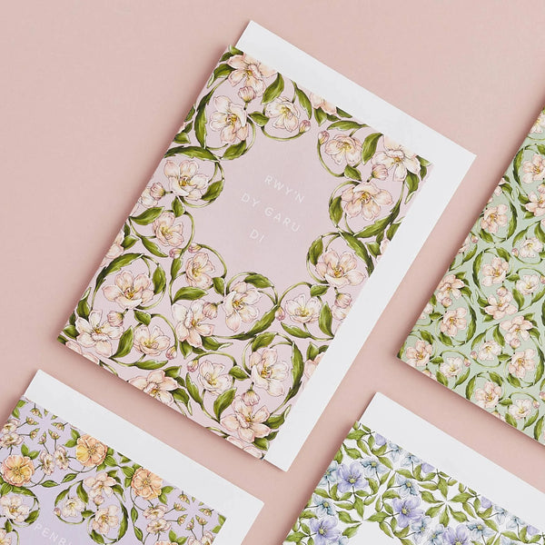 Flora Nouveau Rwy'n dy Garu Di Welsh Valentines Card by Catherine Lewis Design for sale at Mostyn