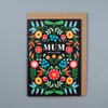 Floral Folk Black Background Mother's Day Card from Maggie Magoo Designs for sale at Mostyn