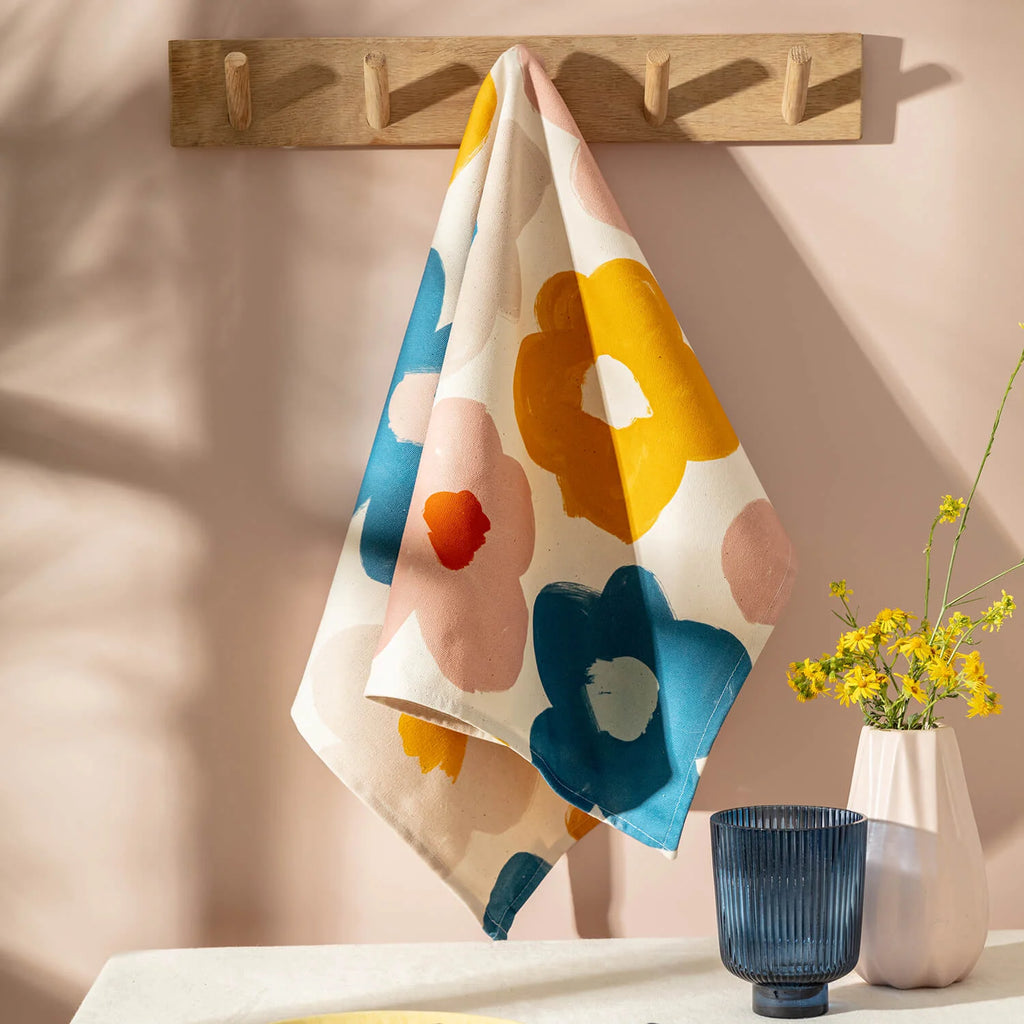 Flowers 100% Cotton Tea Towel by The Moonlit Press for sale at Mostyn