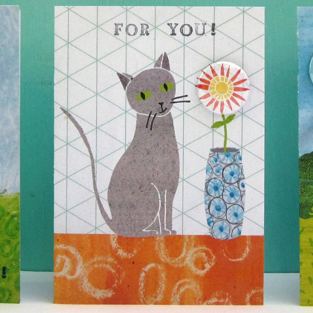 For You Cat Greeting Card with Badge by The Black Rabbit for sale at Mostyn