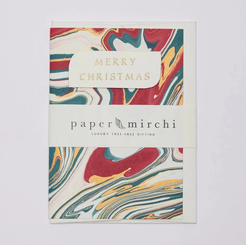 Free Spirit Festive Mix Hand Marbled Christmas Card from Paper Mirchi for sale at Mostyn