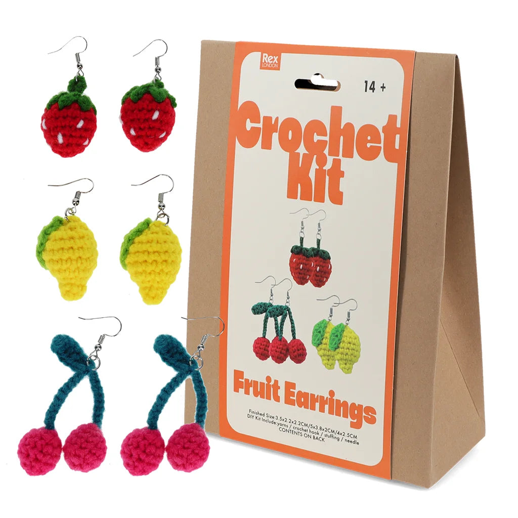 Fruit Earrings Crochet Craft Kit by Rex London for sale at Mostyn