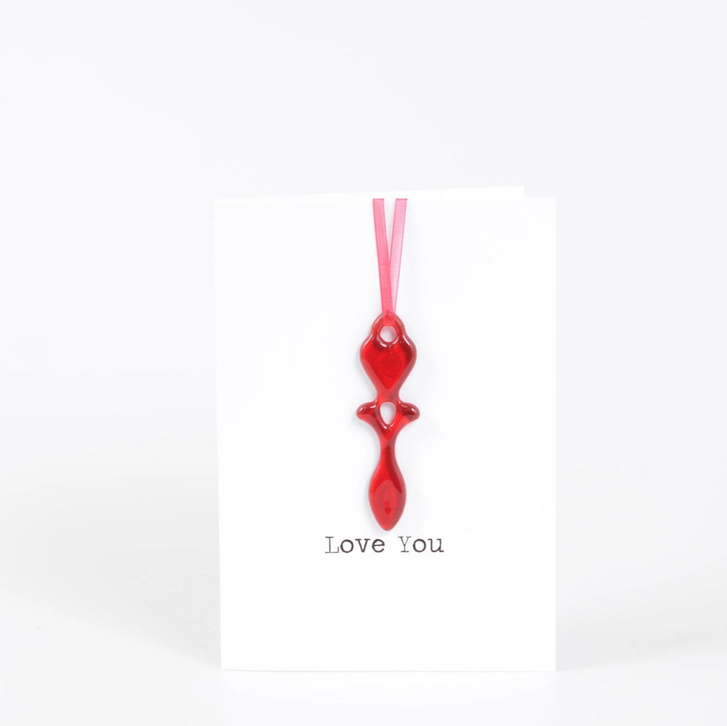 Fused Glass Love Spoon Decoration Love You Welsh Valentine's Card from Pam Peters Designs for sale at Mostyn