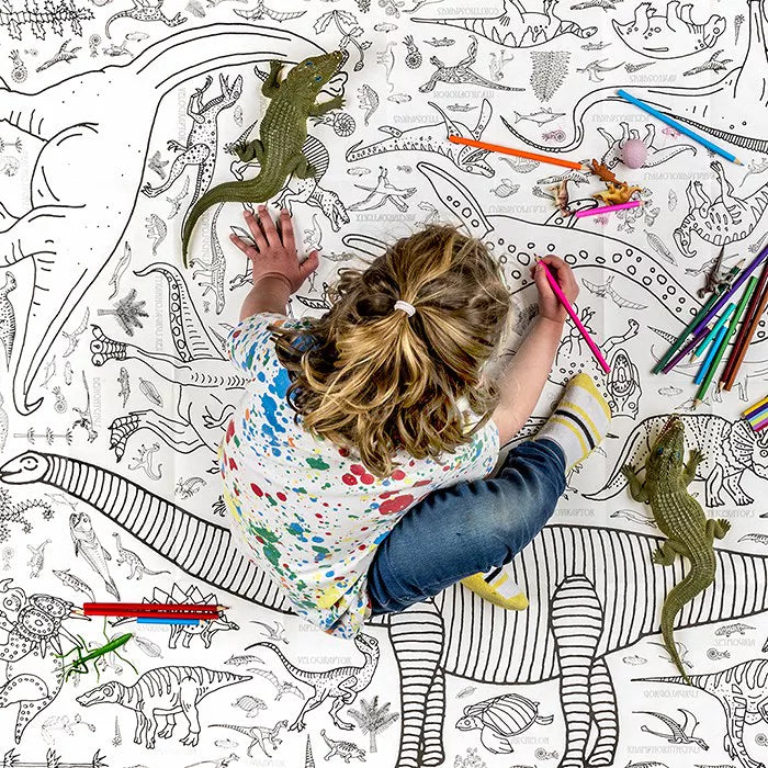 Dinosaur Giant Colouring In Poster Tablecloth from Eggnogg Colour In for sale at Mostyn