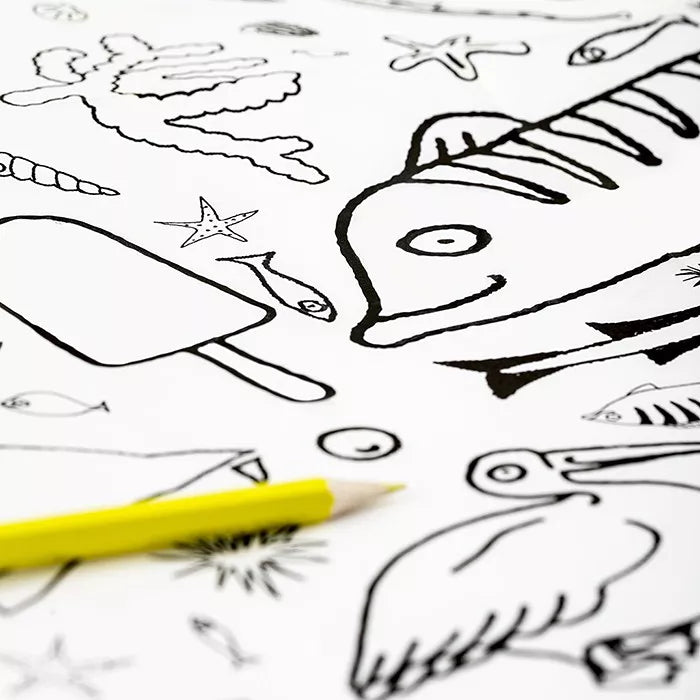 Seaside Giant Colouring In Poster Tablecloth from Eggnogg Colour In for sale at Mostyn
