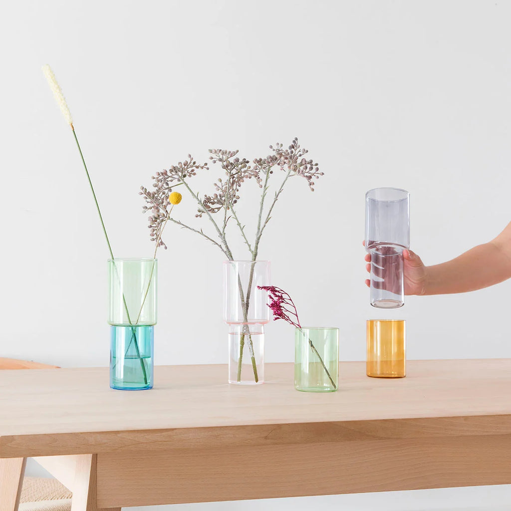 Glass Stacking Vase Pink Green from Block Design for sale at Mostyn