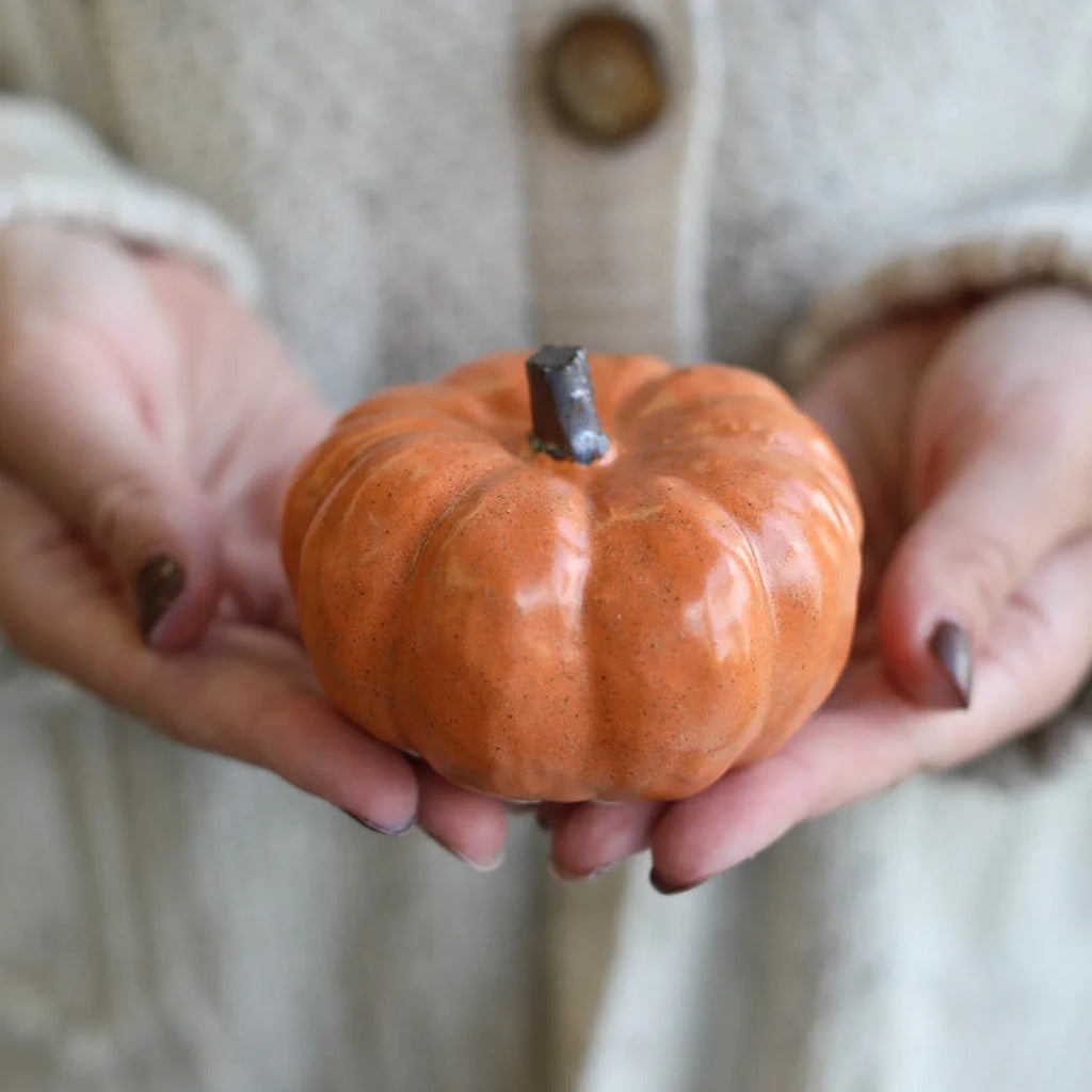 A Ceramic Pumpkin Autumn Decoration Small Speckled Orange from Glosters Pottery for sale at Mostyn.