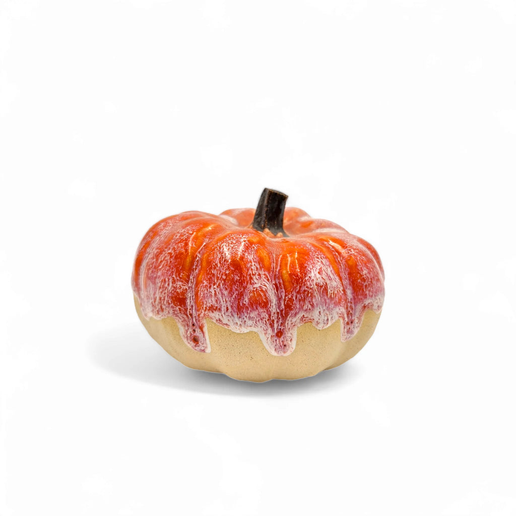 A Ceramic Pumpkin Small Drippy Autumn Orange from Glosters Pottery for sale at Mostyn.