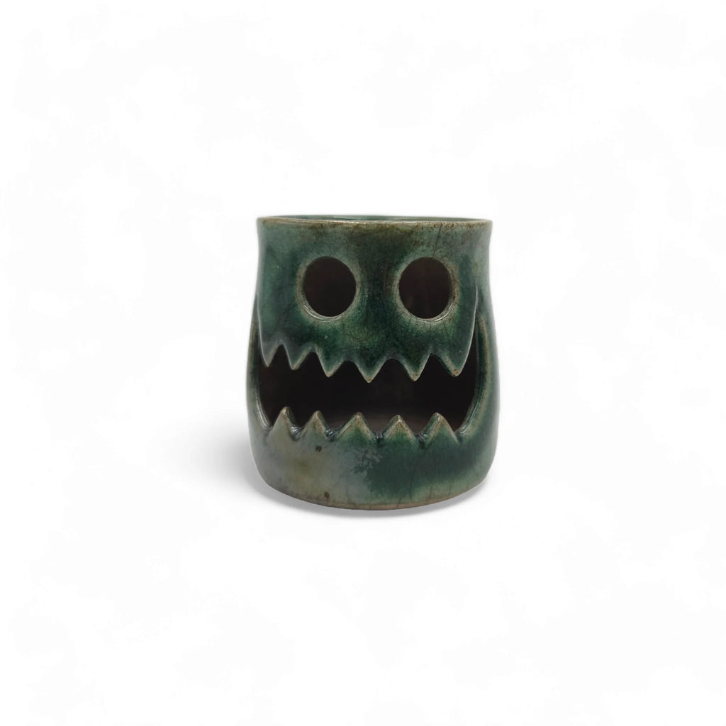 A Mini Raku Autumn Ceramic Candle Halloween Lantern from Glosters Pottery for sale at Mostyn.