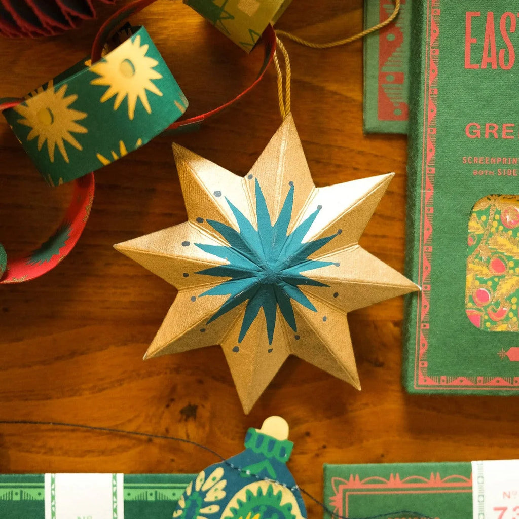 Golden Star Screen Printed Board Decoration by East End Press for sale at mostyn