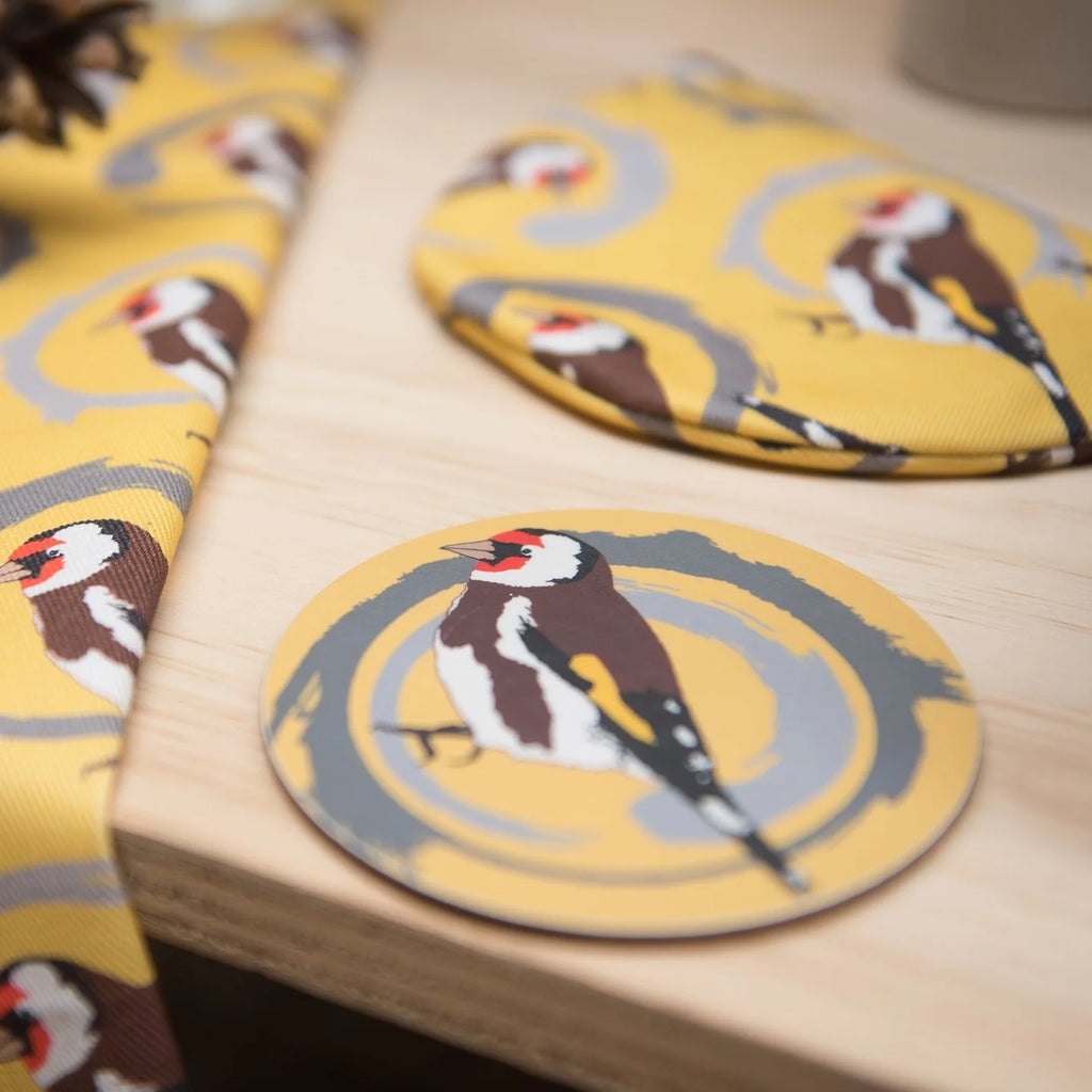 Goldfinch_Cork_Backed_Coaster_by_The_Owlery for sale at Mostyn
