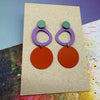 Green Lilac and Red Matisse Stud Earrings from Deryn for sale at Mostyn