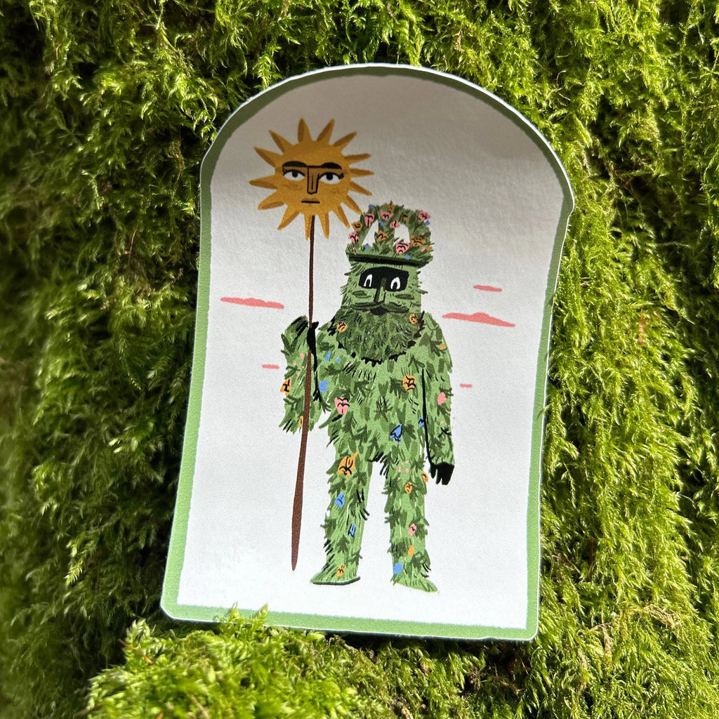 Green Man Vinyl Sticker by Dick Vincent for sale at Mostyn