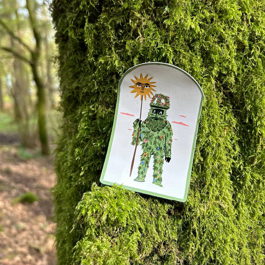 Green Man Vinyl Sticker by Dick Vincent for sale at Mostyn