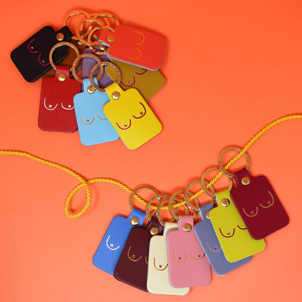 A Group of Boob Leather Key Fob Keyrings from Ark Colour Design for sale at Mostyn