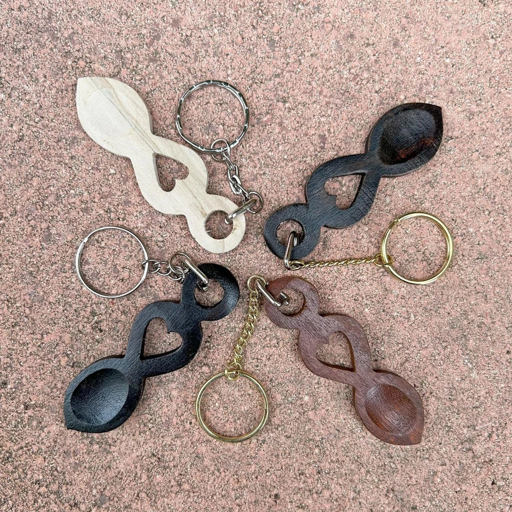 Hand-carved Wooden Welsh Love Spoon Keyring from the Welsh Gift Shop for sale at Mostyn